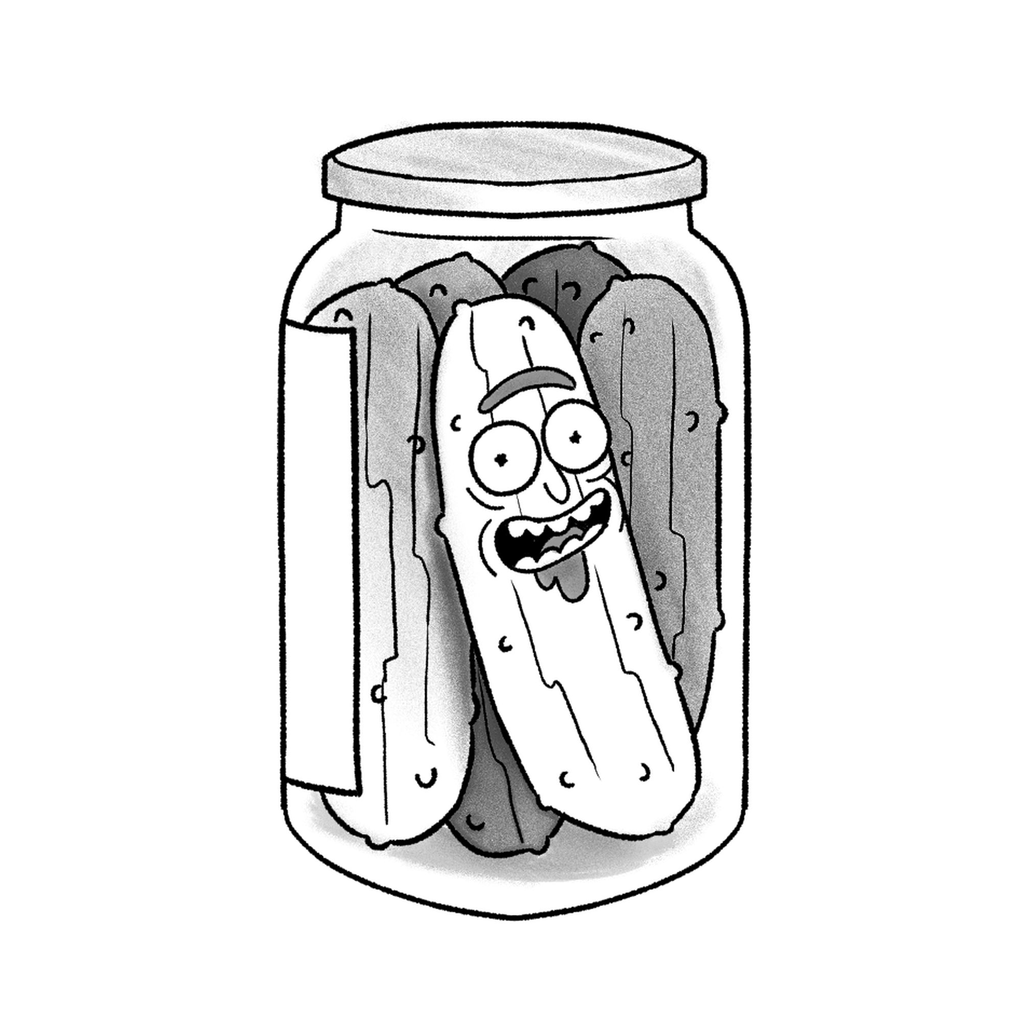 Tatuagem Geek fine line PICKLE_RICK