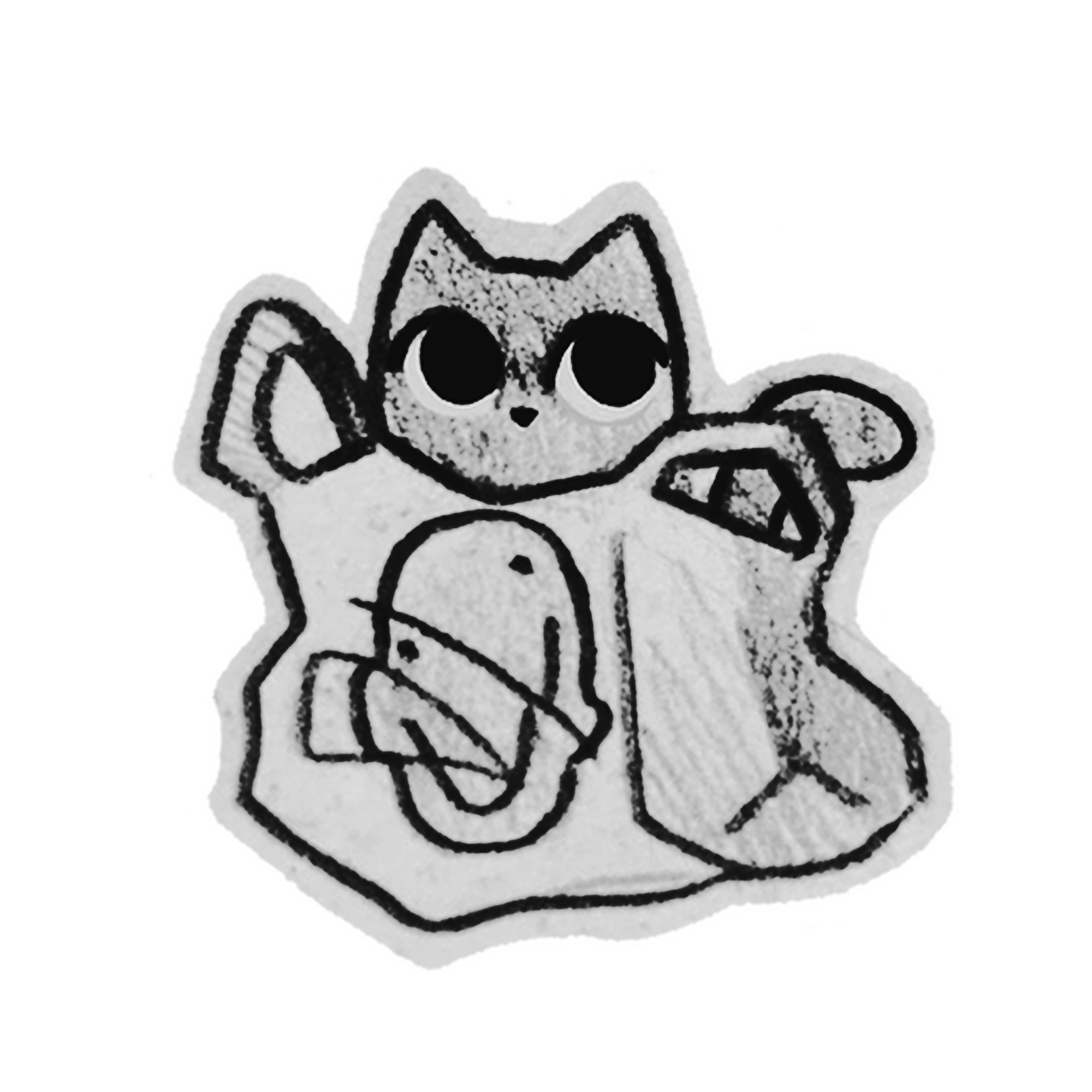 Tatuagem Geek fine line GATO_NA_SACOLA
