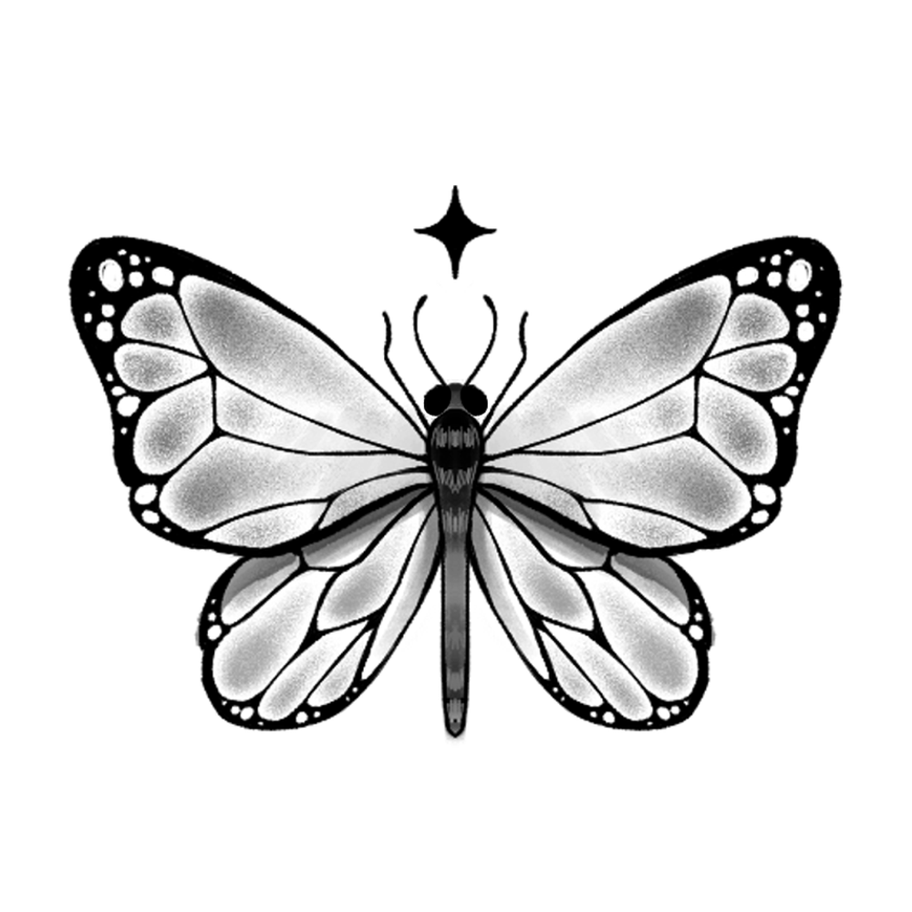 Tatuagem Geek fine line BORBOLETA